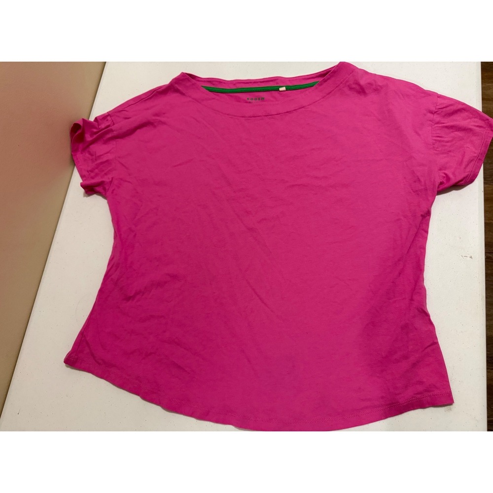 Boden Pink Tencel Cotton Blend Short Sleeve Crew Neck Tee T1658 Plus Size 20-22